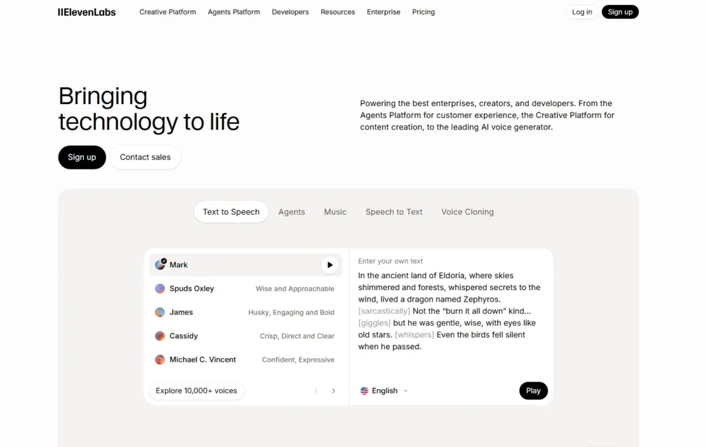 Screenshot of the ElevenLabs web interface in February 2026, showing the 'Speech Synthesis' tab, 'Eleven v3' model selection, and the 'Voice Design' tool.