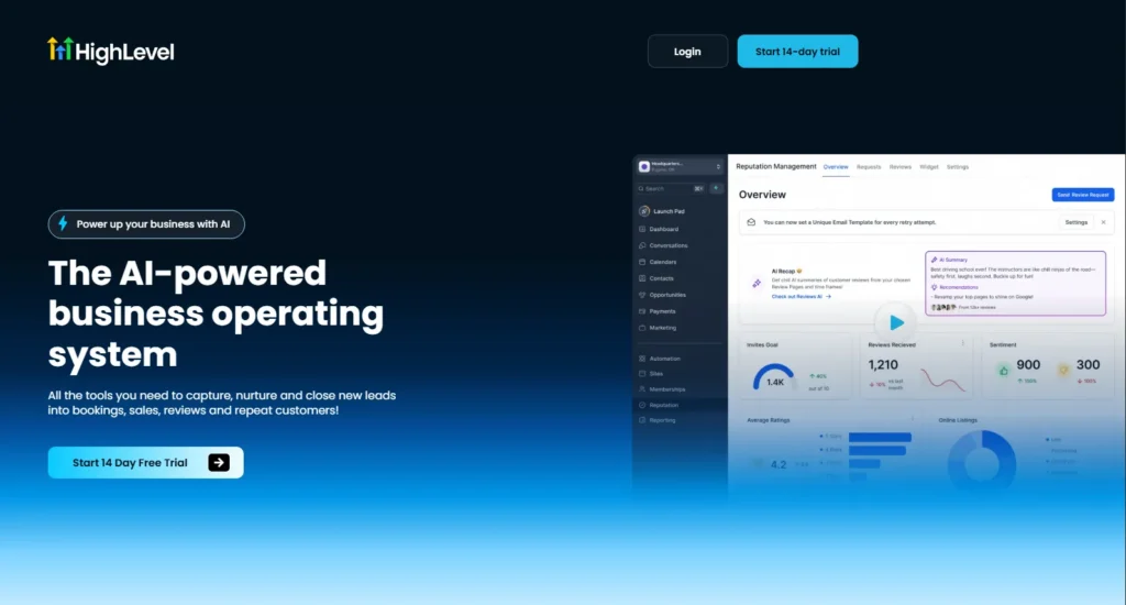 gohighlevel homepage