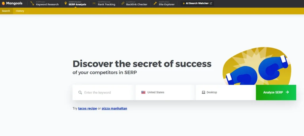 Mangools SERPChecker tool for analyzing search engine result pages and competitor rankings
